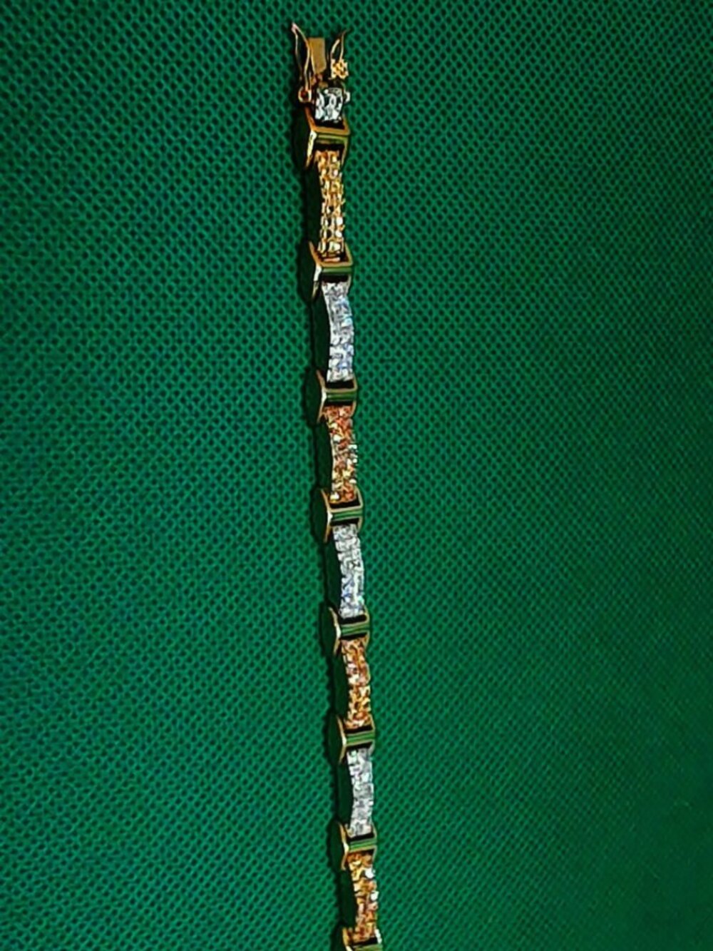 Vintage Gold Tone Tennis Bracelet Clear & Champagne Rhinestones New In Package